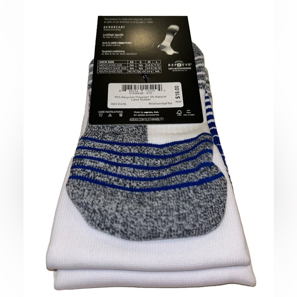 Adidas Team Speed OTC Soccer Socks 1 Pair Youth 13C-4Y White & Blue w Logo NEW! - Picture 10 of 11